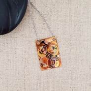 FLAME PRINTED SM RECTANGLE NECKLACE