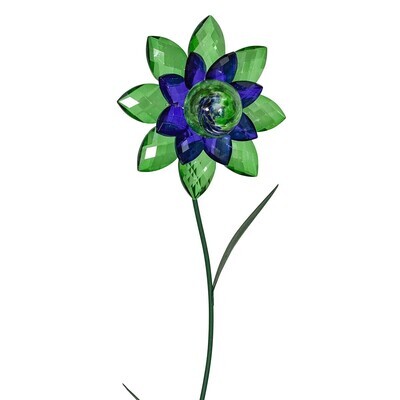 Illuminarie Gem Flower Stake - Green/Blue