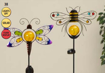 42&quot;H SOLAR LIGHT GARDEN FRIEND BEE OR DRAGONFLY 3660