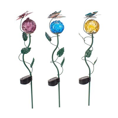 LunaLite Cranium Planter Stake w/Butterfly - Assorted