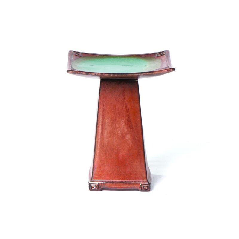ZEN BIRDBATH, CERAMIC GLAZED COPPER