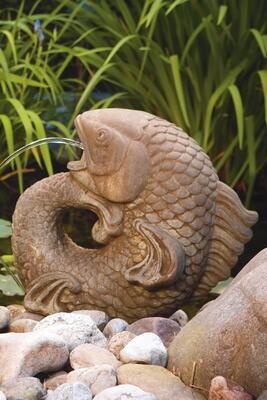 CURLING CARP STONE STATUE - PLUMBED