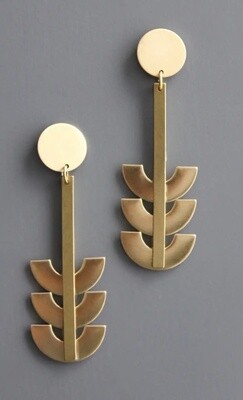 GEOMETRIC BRASS POST EARRING - LONG BKNE76