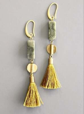 JASPER AND SILK TASSEL EARRINGS ATHE33