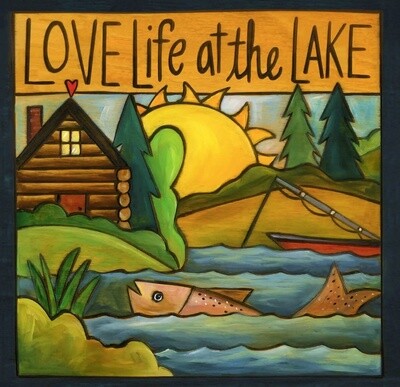 GONE FISHIN - WOOD WALL ART - &quot;LOVE LIFE AT THE LAKE&quot;