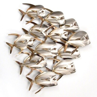 LOOKDOWN FISH SCHOOL 12 METAL WALL SCULPTURE MM123