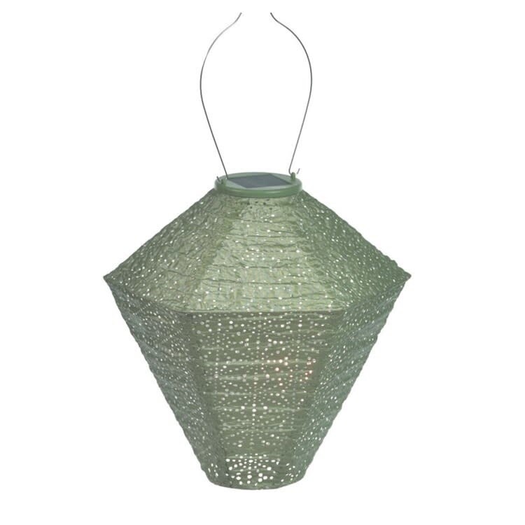 LUMIZ  Indoor / Outdoor Diamond Sashiko Lantern, Light Green