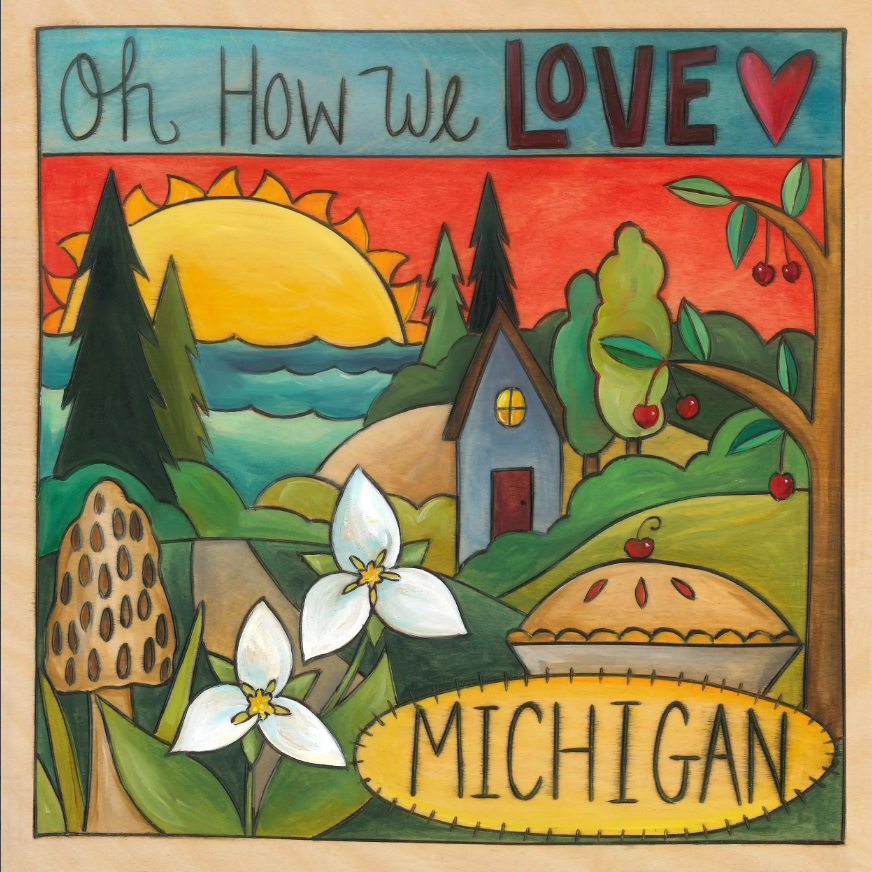 WHERE THE TRILLIUM GROWS WOOD WALL ART - &quot;OH HOW WE LOVE MICHIGAN&quot;