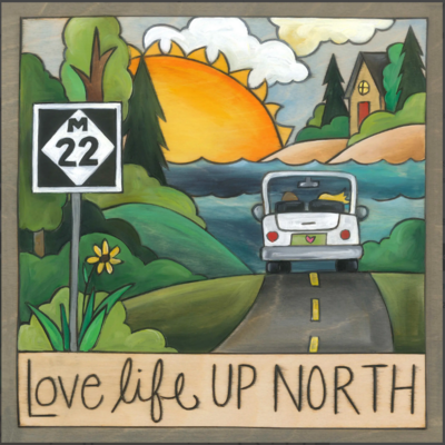 M22 WOOD WALL ART 9&quot;x 9&quot; - &quot;LOVE LIFE UP NORTH&quot;