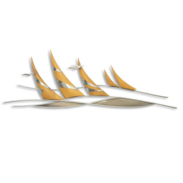 NEW REGATTA TEAK &amp; METAL WALL SCULPTURE