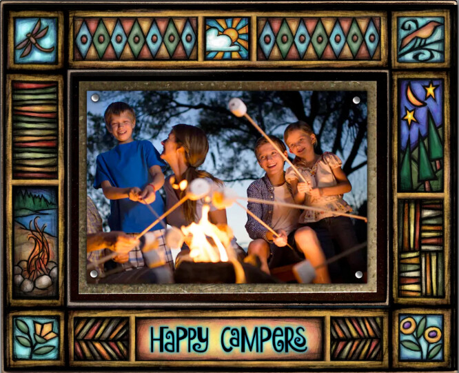 WAF63 HAPPY CAMPERS - WOODEN PHOTO FRAME