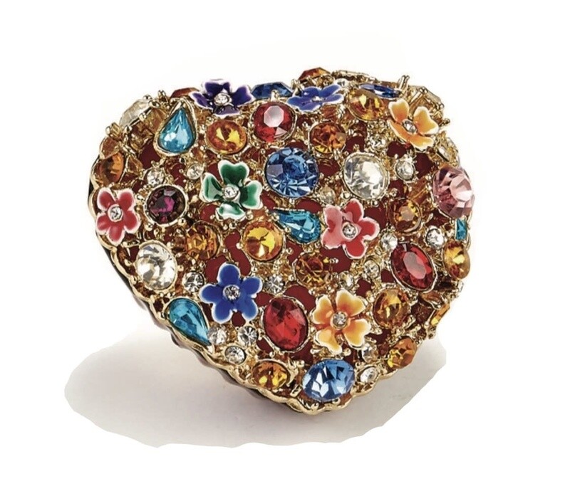 BEJEWELED ENAMEL HEART TRINKET BOX