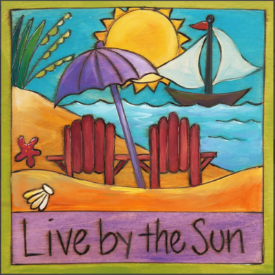 BEACH BUMS - WOOD WALL ART &quot;LIVE BY THE SUN&quot;