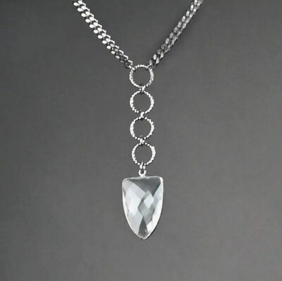 RING &amp; ARROW DROP CHAIN NECKLACE - CRYSTAL