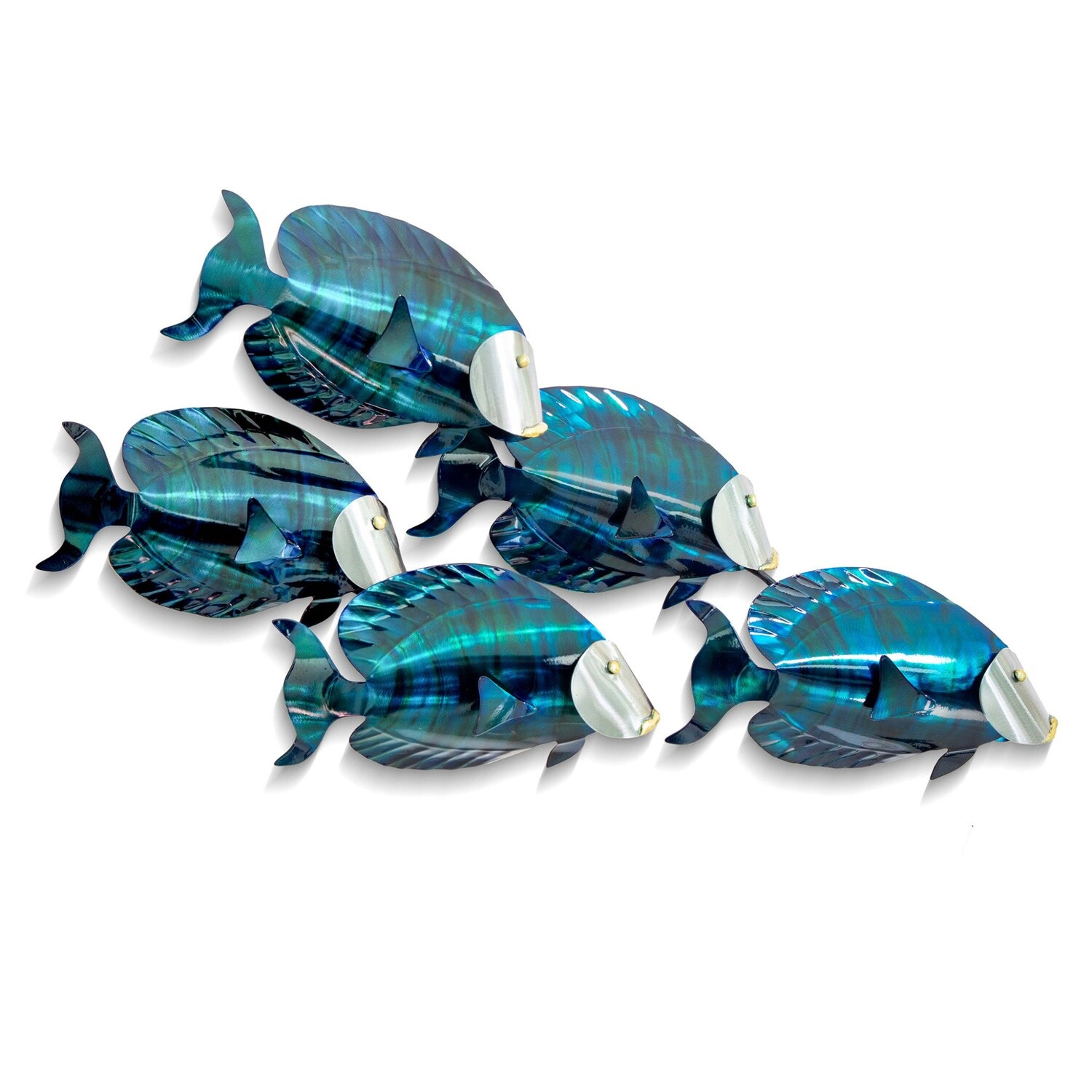 SCHOOL OF 5 BLUE TANGS METAL WALL ART