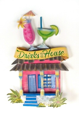 DRINKS ON THE HOUSE METAL WALL ART CJ011