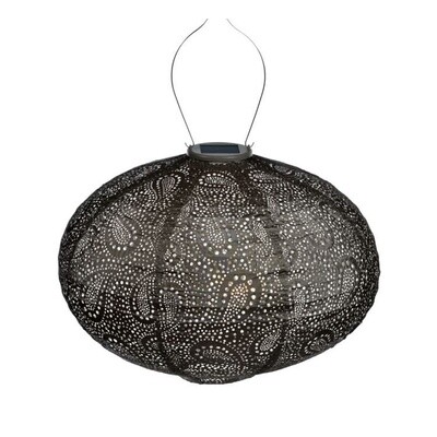 LUMIZ Indoor / Outdoor Oval Paisley Lantern, Taupe
