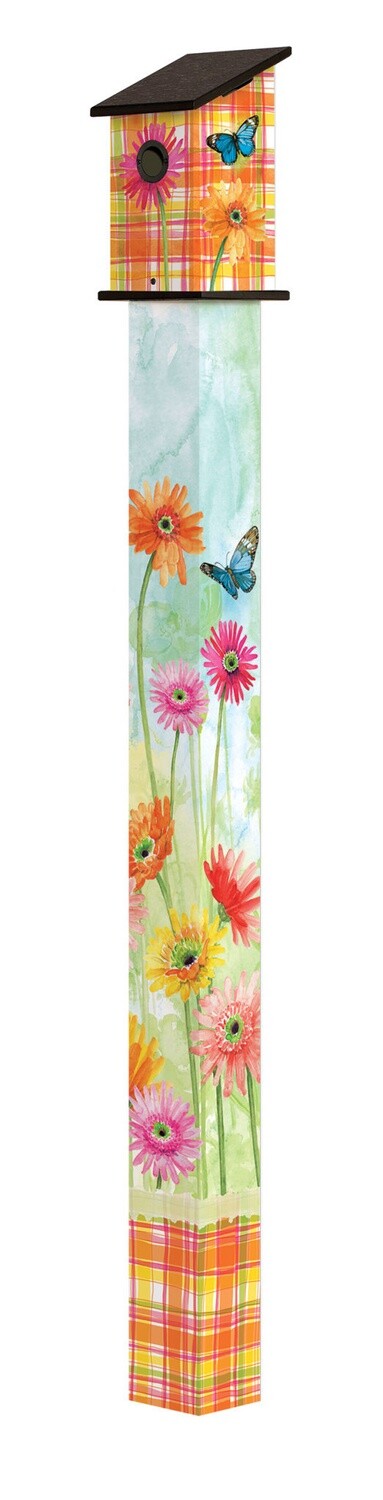 BIRDHOUSE ART POLE 6' - GERBERA DAISY