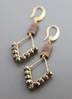 GEOMETRIC GLASS PEARL AND HEMATITE EARRINGS ODLE10