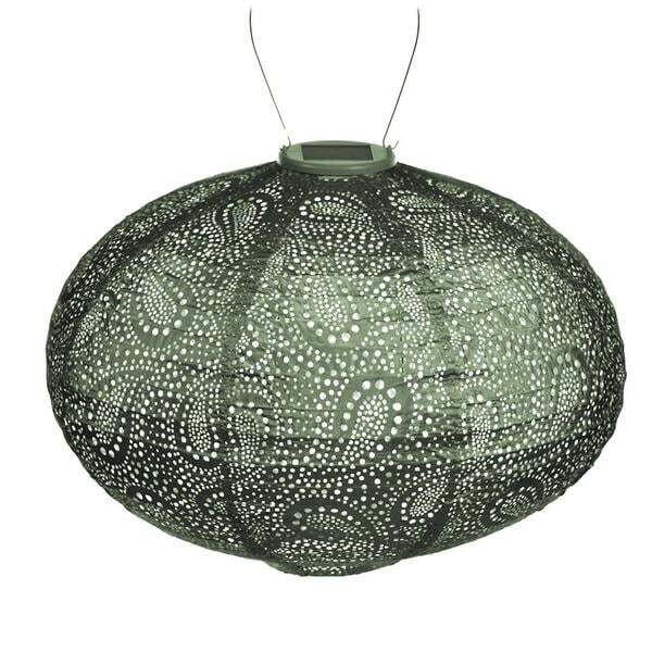 LUMIZ Indoor / Outdoor Oval Paisley Lantern, Green