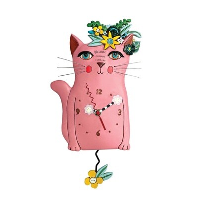 CLOCK PRETTY KITTY PINK
