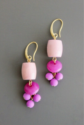 PINK STONE CLUSTER EARRINGS WLLE17