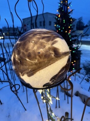 WHITE AND BLACK GAZING BALL - 12&quot;
