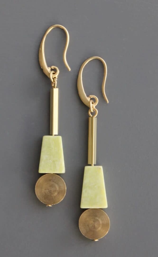 GEOMETRIC SERPENTINE AND BRASS EARRINGS SAHE14
