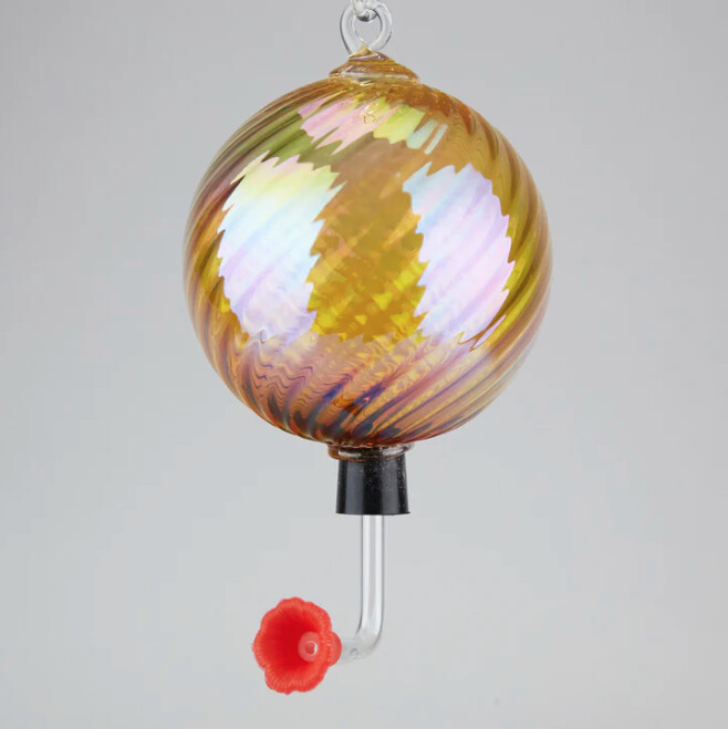 NOVEMBER CITRINE GLASS HUMMINGBIRD FEEDER