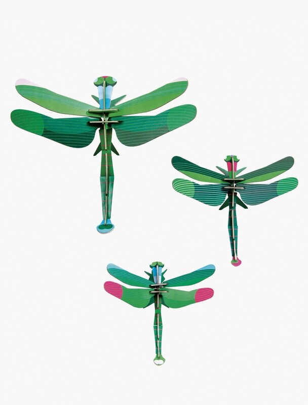 SET OF 3 DRAGONFLIES - WALL DECORATION |  PUZZLE