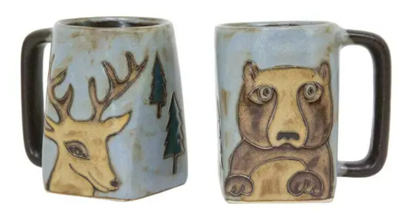 MARA STONEWARE SQUARE MUG - BEAR / DEER