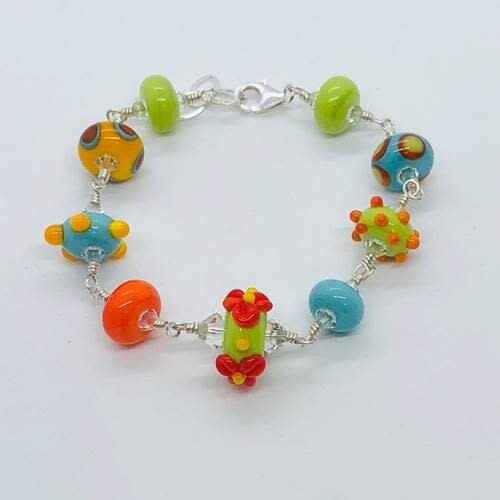 LAMPWORK GLASS BRACELET, Color: MULTICOLORED LB37