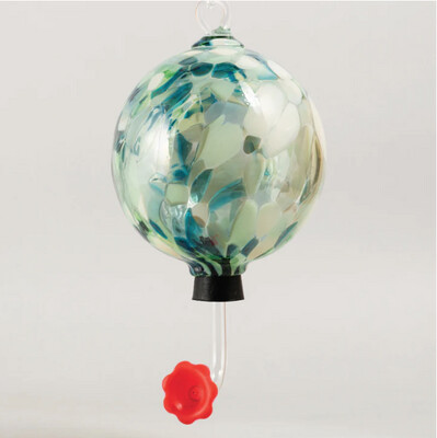 SEAGLASS GLASS HUMMINGBIRD FEEDER
