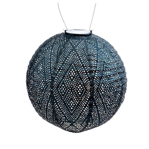 LUMIZ  Indoor / Outdoor Round Ikat Lantern, Petrol