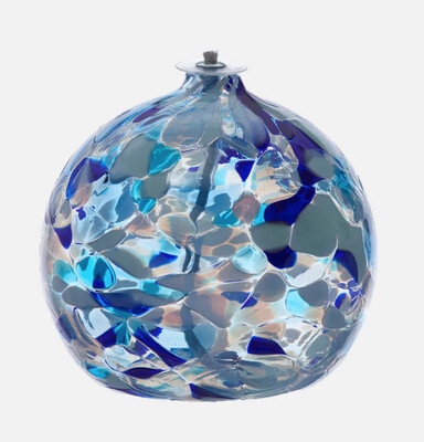 3" Holiday Calico Oil Lamp - Blues