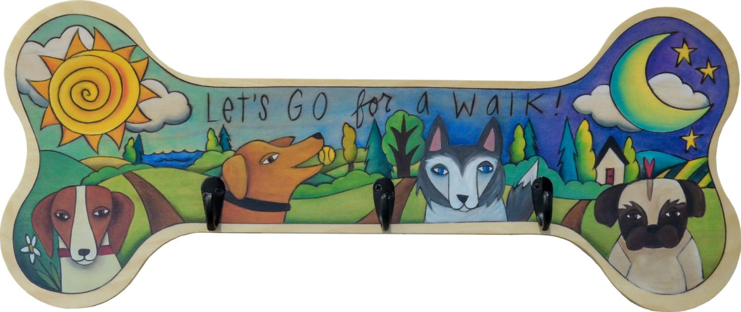 WALK THIS WAY DOG LEASH RACK - &quot;LET&#39;S GO FOR A WALK&quot;