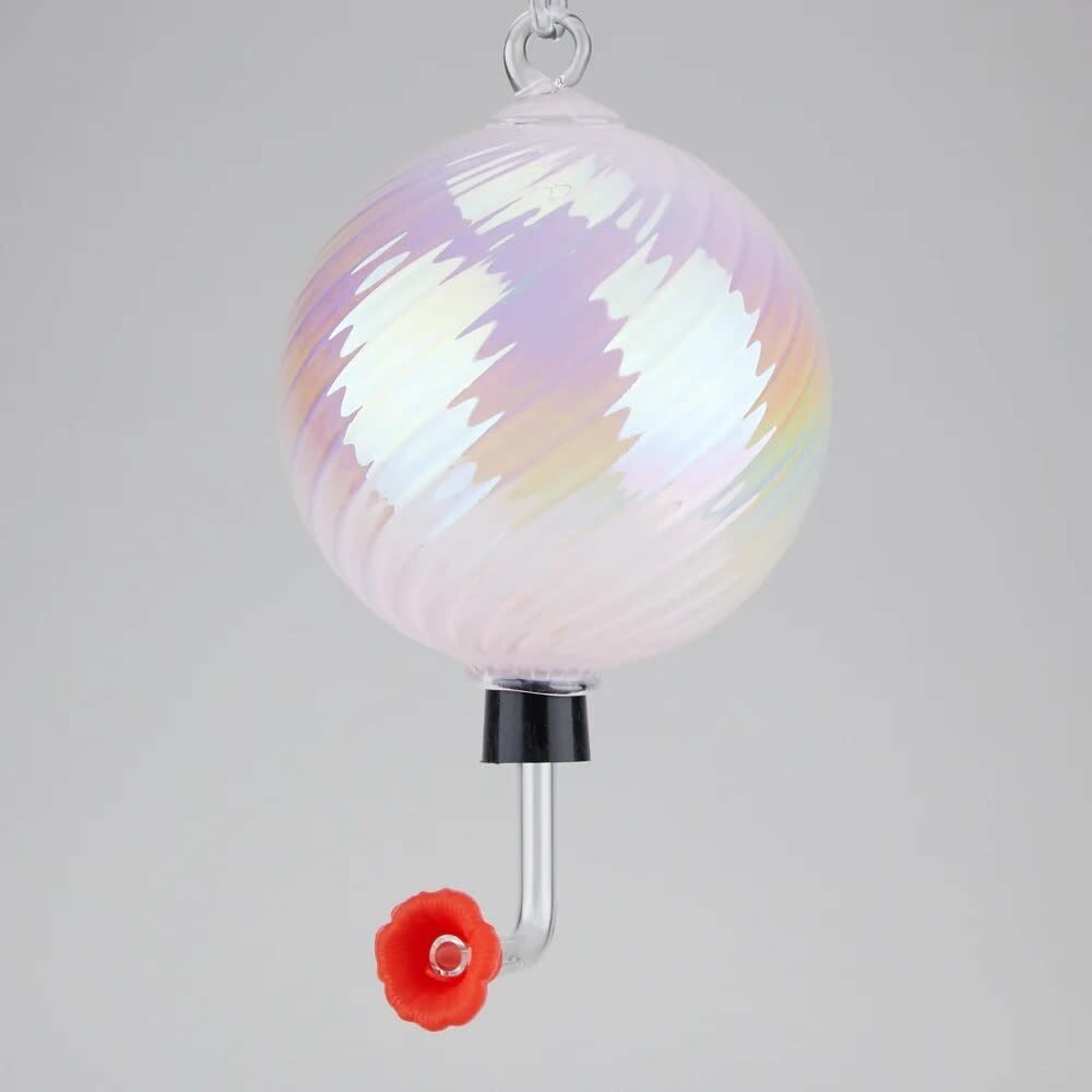 OCTOBER PINK OPAL GLASS HUMMINGBIRD FEEDER