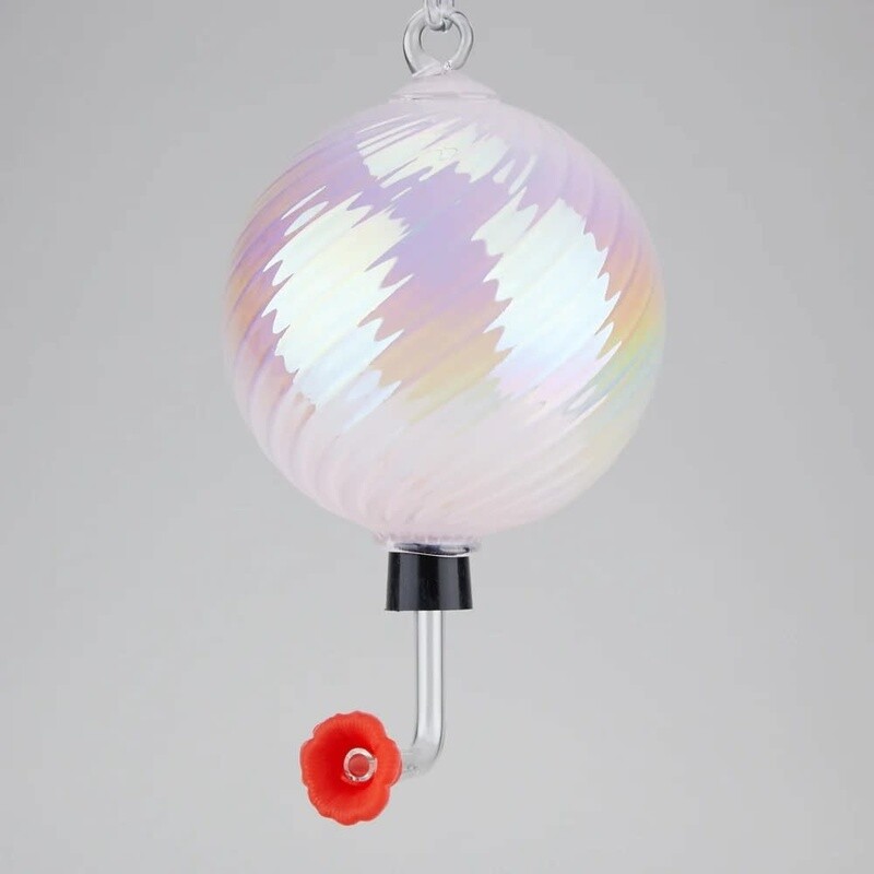 OCTOBER PINK OPAL GLASS HUMMINGBIRD FEEDER