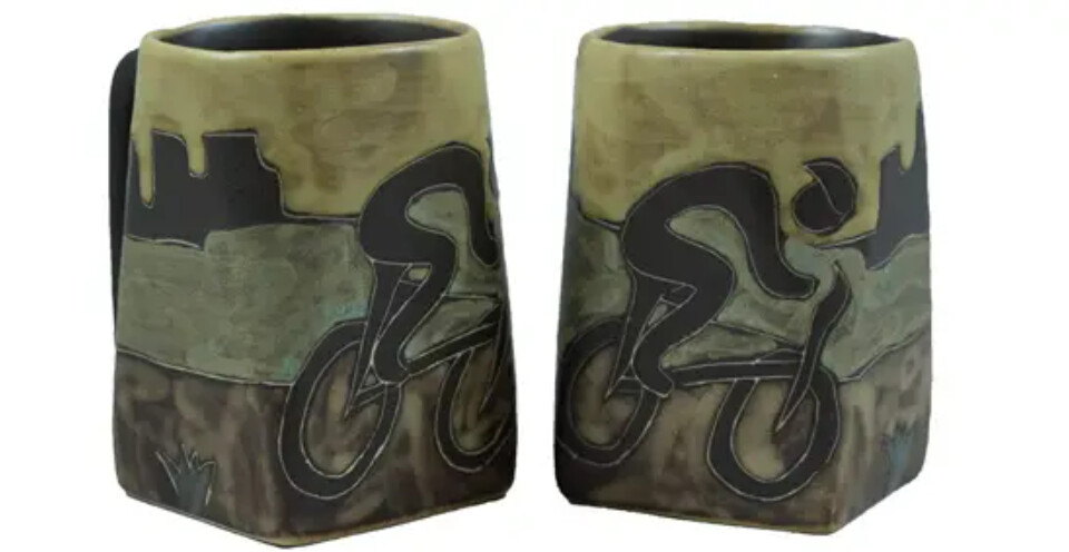 MARA STONEWARE SQUARE MUG - BICYCLIST