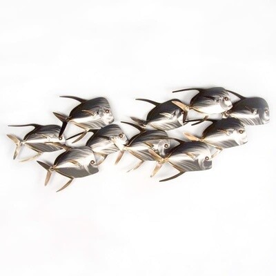 LOOKDOWN FISH SCHOOL OF 10 (STAINLESS STEEL) METAL WALL SCULPTURE MM121