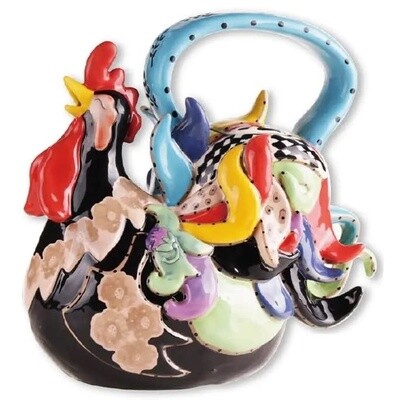 FUNKY BLACK ROOSTER TEAPOT