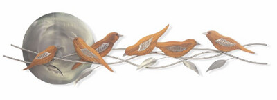 SINGING AT THE MOON (TEAK AND STAINLESS STEEL) WALL SCULPTURE