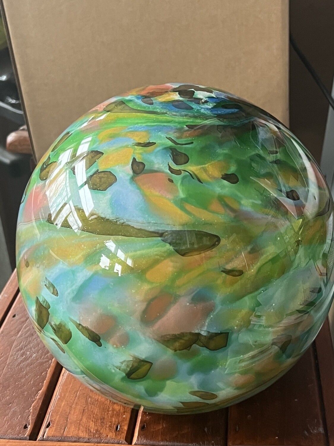 GREEN MULTI GAZING BALL - 10"