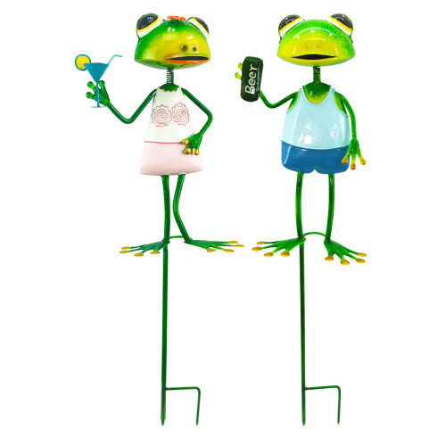 GARDEN STAKE FROG w/ BEER