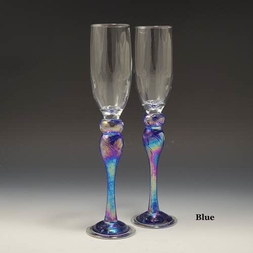 CHAMPAGNE GLASS - BLUE IRIDESCENT