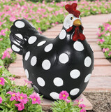 WHITE POLKA DOT GARDEN HEN STAUE