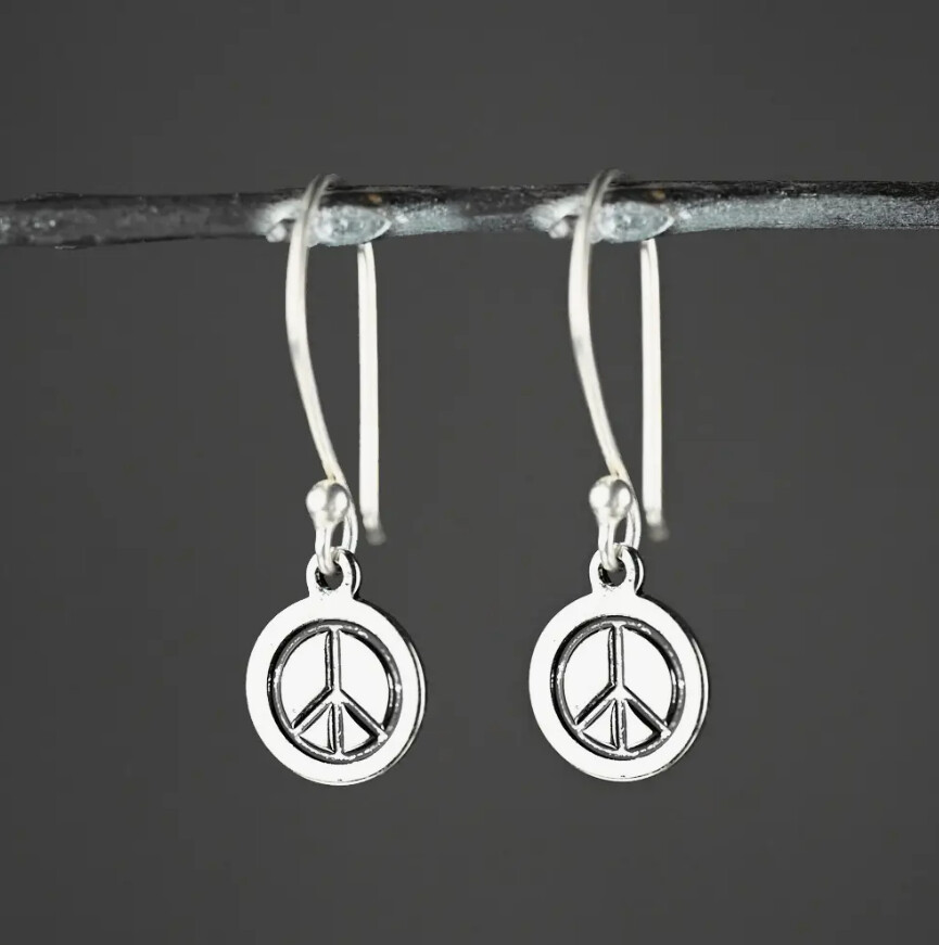 Simple Peace Earrings in Silver