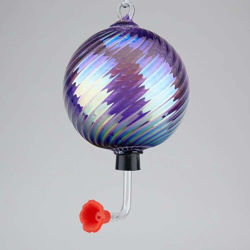 FEBRUARY AMETHYST GLASS HUMMINGBIRD FEEDER