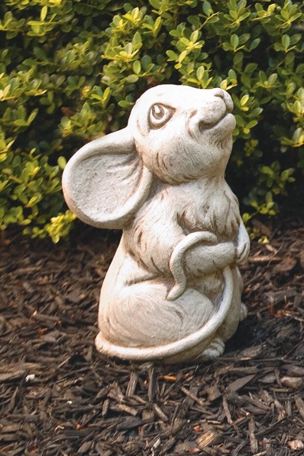 RUDY - MOUSE GARDEN STATUE OLD STONE FINISH