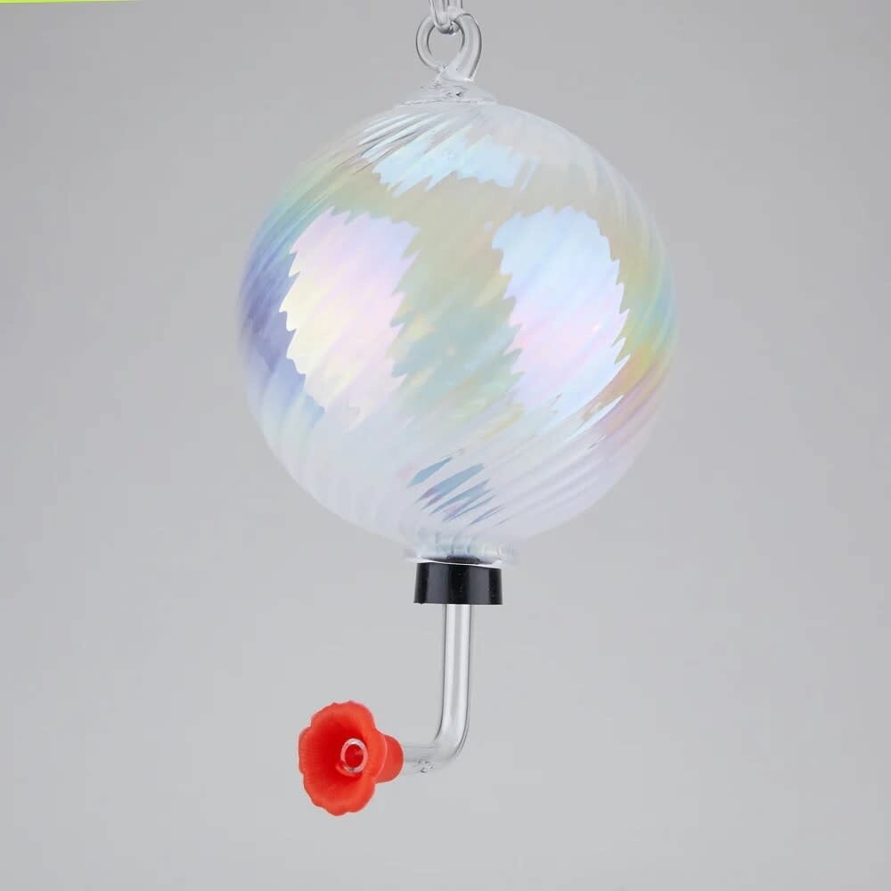 JUNE PEARL GLASS HUMMINGBIRD FEEDER
